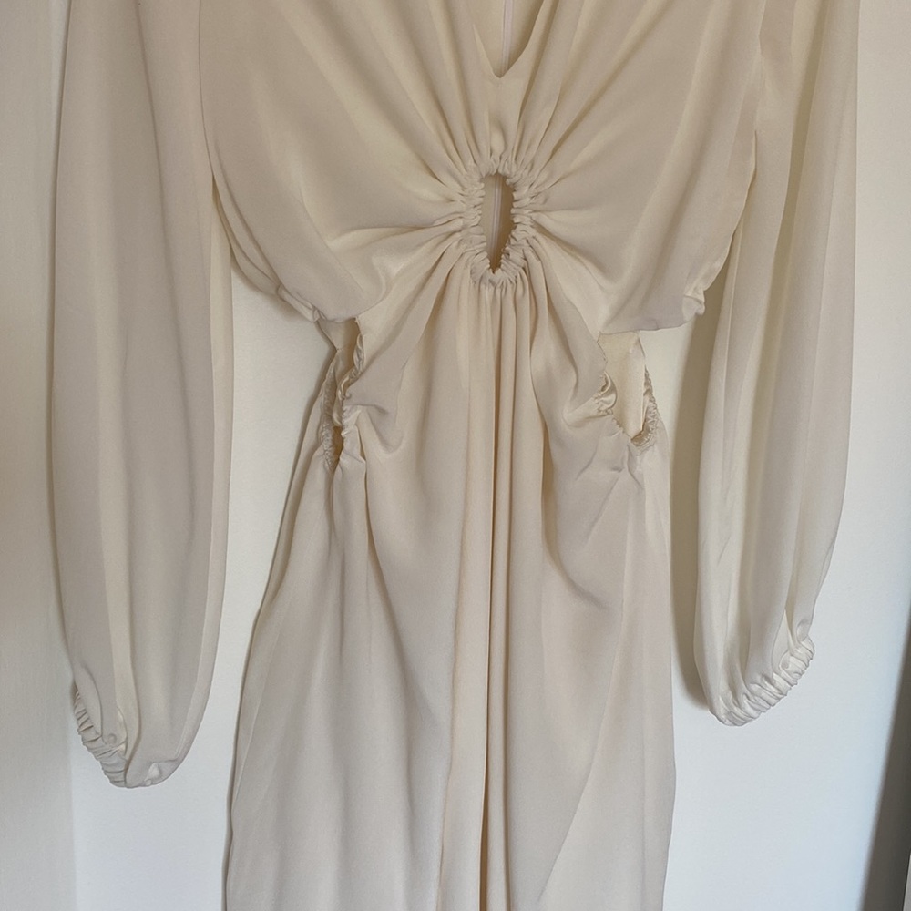 Custom balloon sleeve dress 100% silk